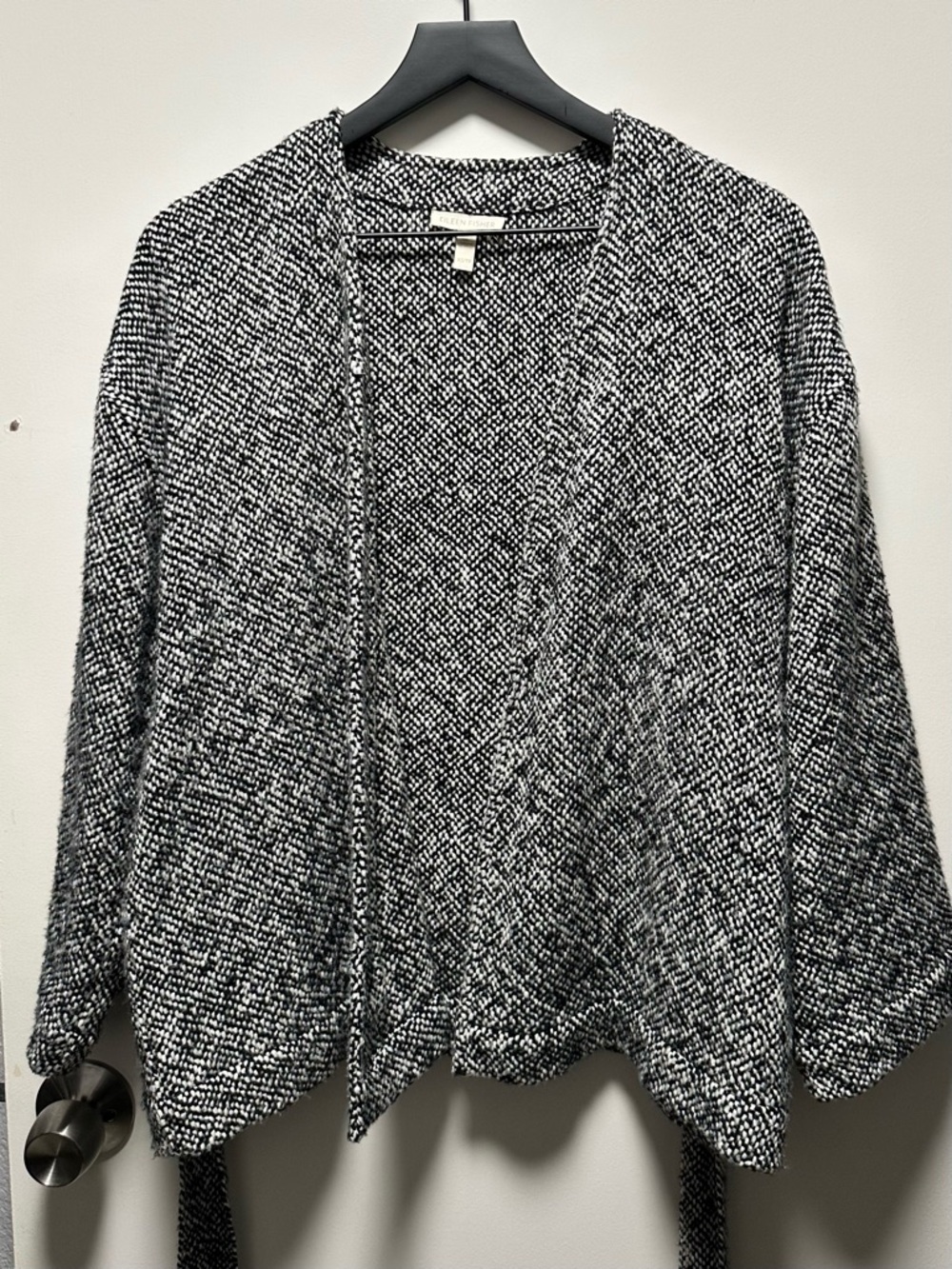 Eileen Fisher Open-Front Black/White Knit Women’s Sweater Kimono Style Cardigan